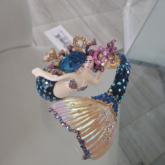 Betsey Johnson Accessories - Betsey Johnson Mermaid Crystal Statement Bracelet - Blue, Pink & Gold